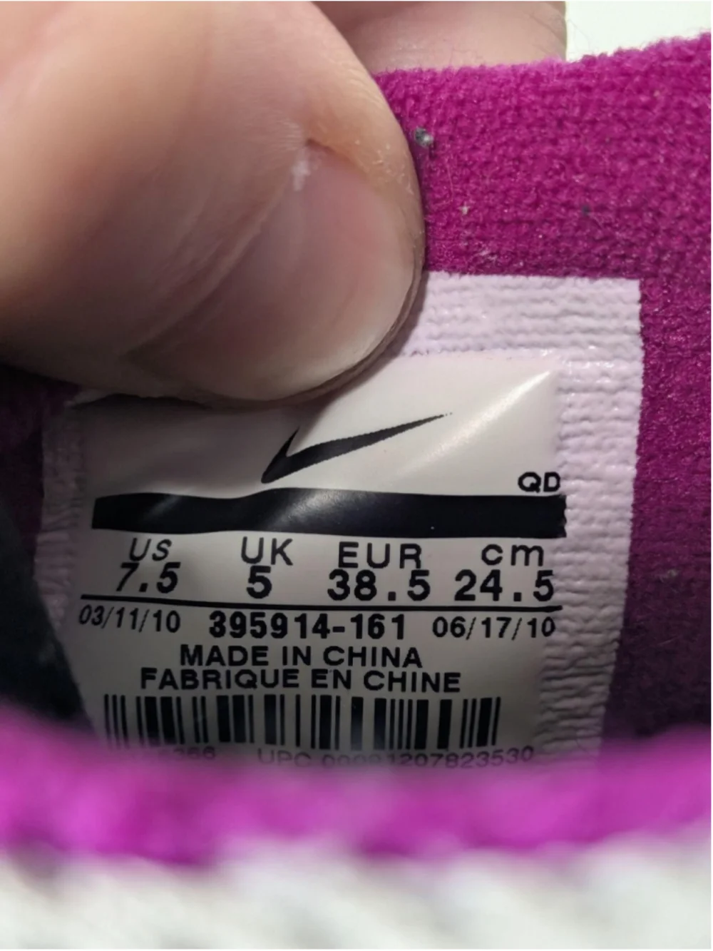 Nike Free Run Shoes Womens Size 7.5 White Black Pink Sneakers 395914-161
